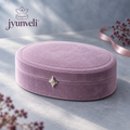 jyunveli™ Lilac Cameo Oval Velvet Jewelry Box — Small Dresser Organizer for Rings, Earrings & Bracelets