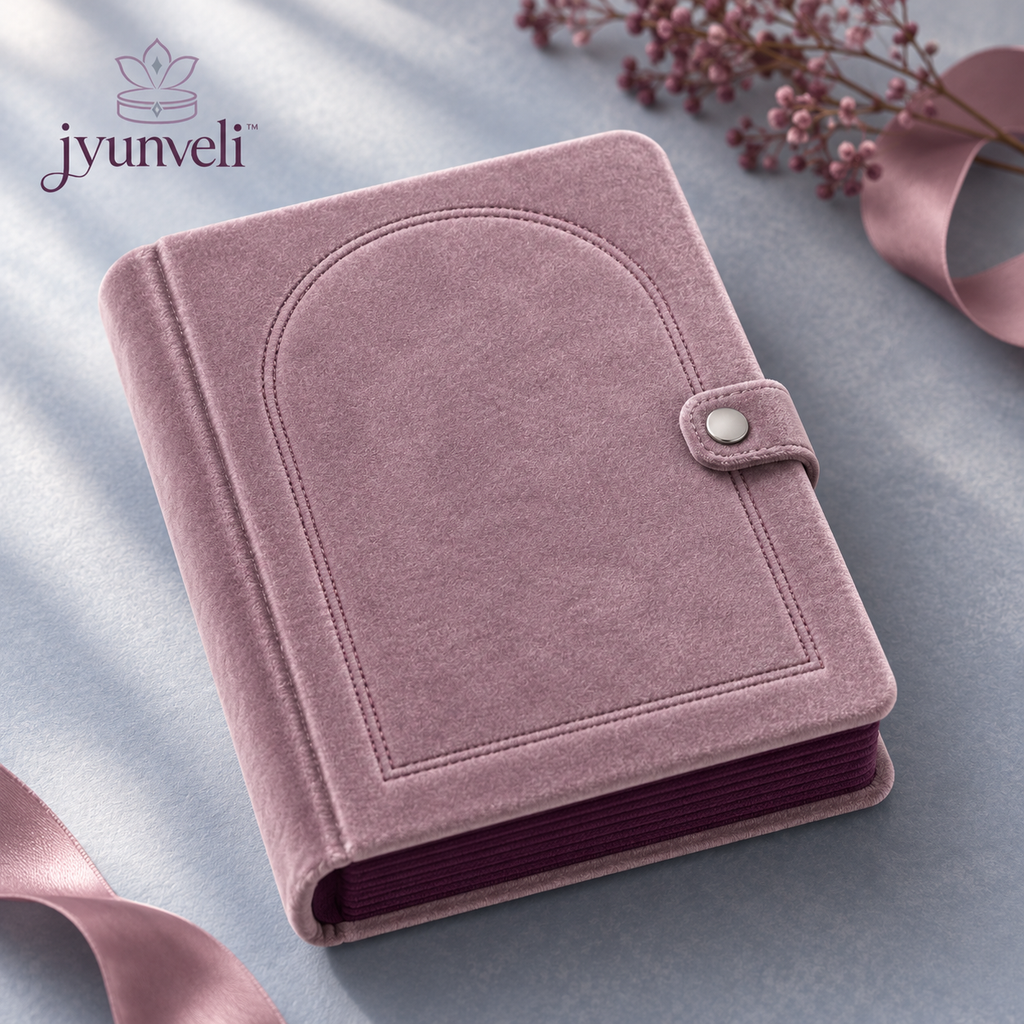 jyunveli™ Earring Archive Velvet Earring Organizer Book — Padded Storage Album for Studs & Small Drop Earrings