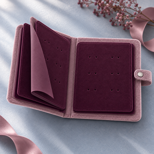 jyunveli™ Earring Archive Velvet Earring Organizer Book — Padded Storage Album for Studs & Small Drop Earrings