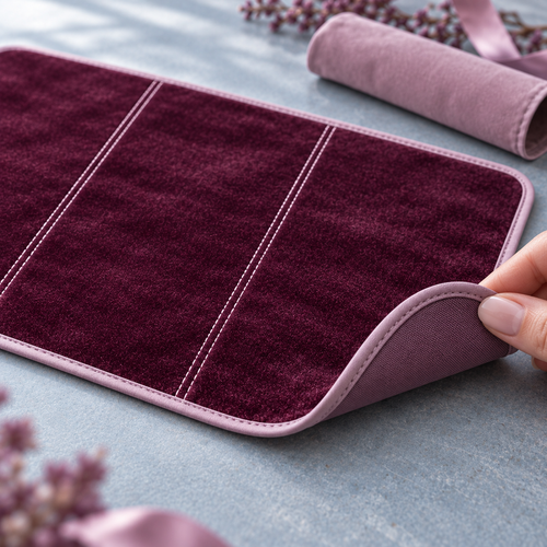 jyunveli™ Dressing Ritual Velvet Vanity Mat — Roll-Up Jewelry Sorting Pad & Dresser Accessory Mat with Storage Sleeve