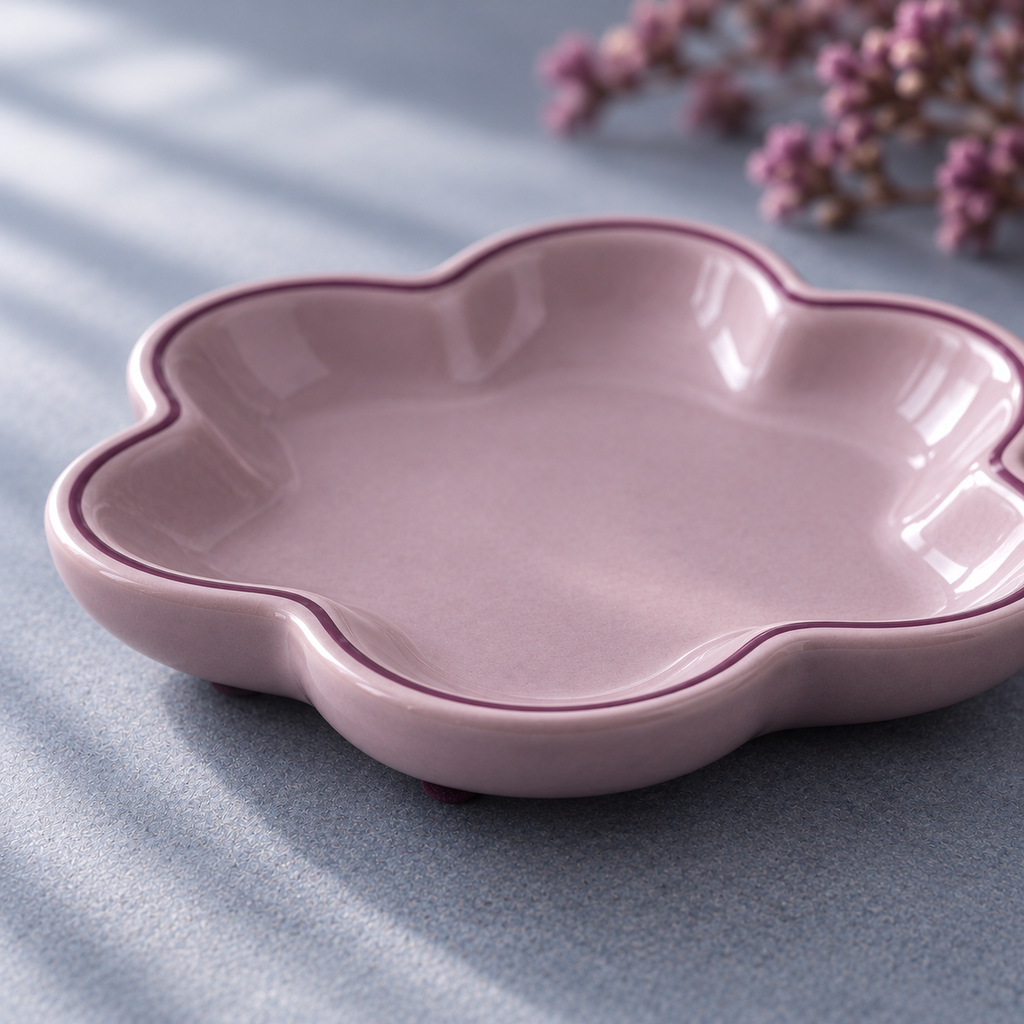 jyunveli™ Petal Pause Ceramic Jewelry Dish — Scalloped Ring Tray & Small Trinket Catchall for Dresser or Nightstand