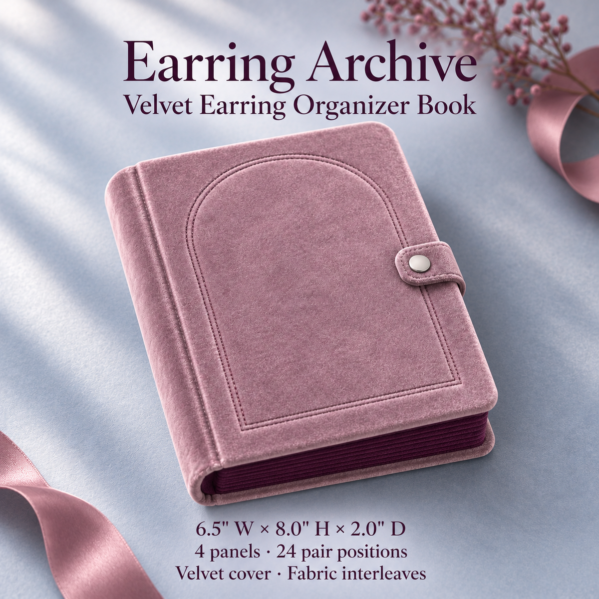 jyunveli™ Earring Archive Velvet Earring Organizer Book — Padded Storage Album for Studs & Small Drop Earrings